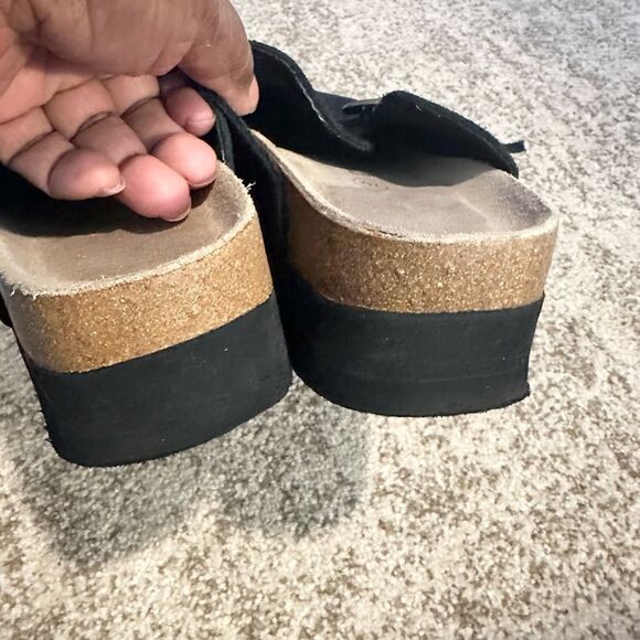 Cushionsire Black Suede Women’s Platform Clogs 7 - Picture 3 of 7